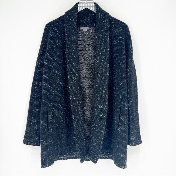 Vince Marled Wool Blend Chunky Knit Cardigan S Black - Picture 2 of 6
